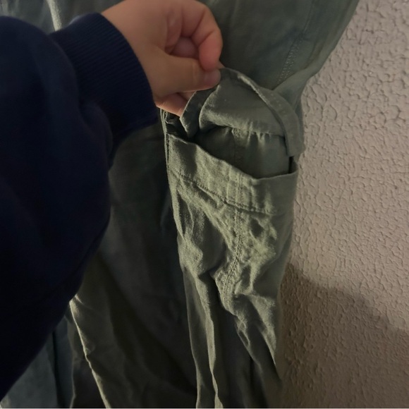 Cato Olive Green Linen Drawstring Cropped Pants Size 22/24W Utility Wide Leg - Picture 14 of 14